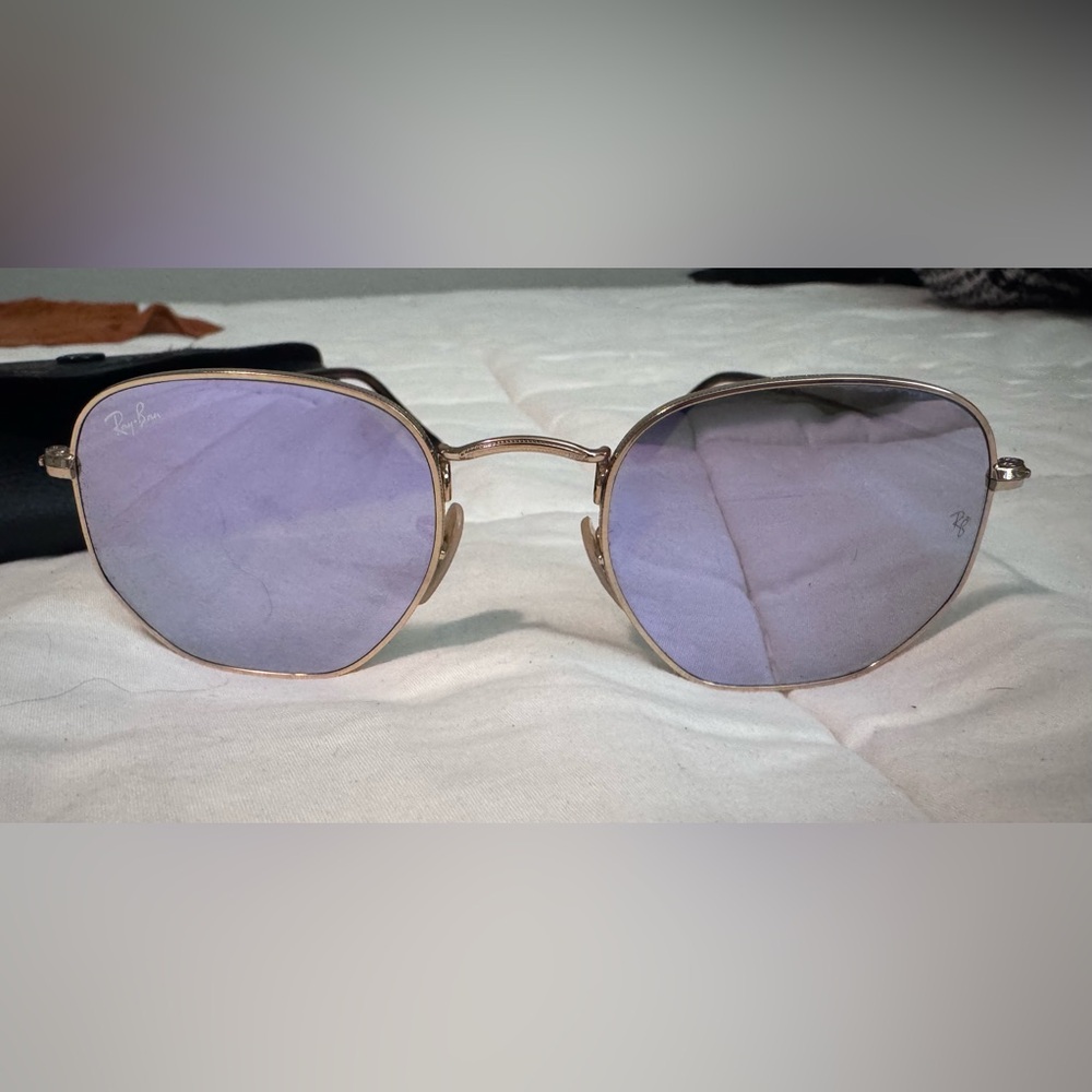 Ray-Ban Blue and Gold Sunglasses with Geometric Design